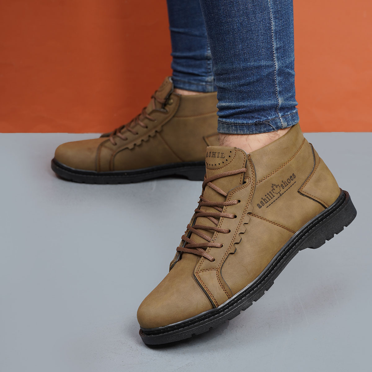 نیم بوت مردانه خاکی مدل Ashil