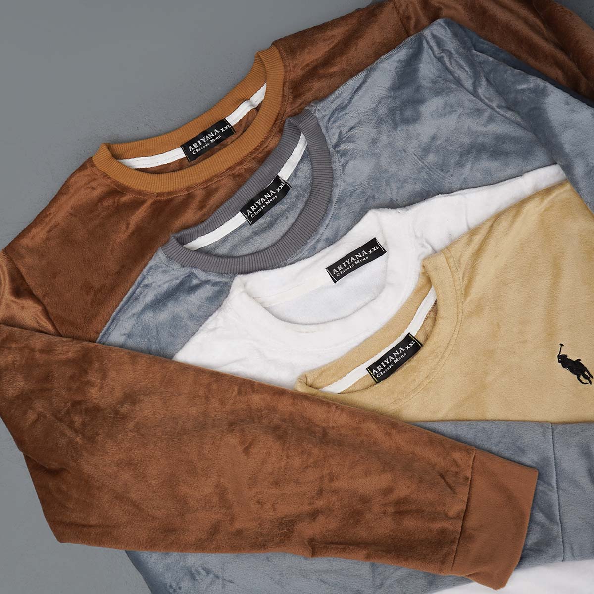 بلوز مردانه مخمل سفید مدل Raden