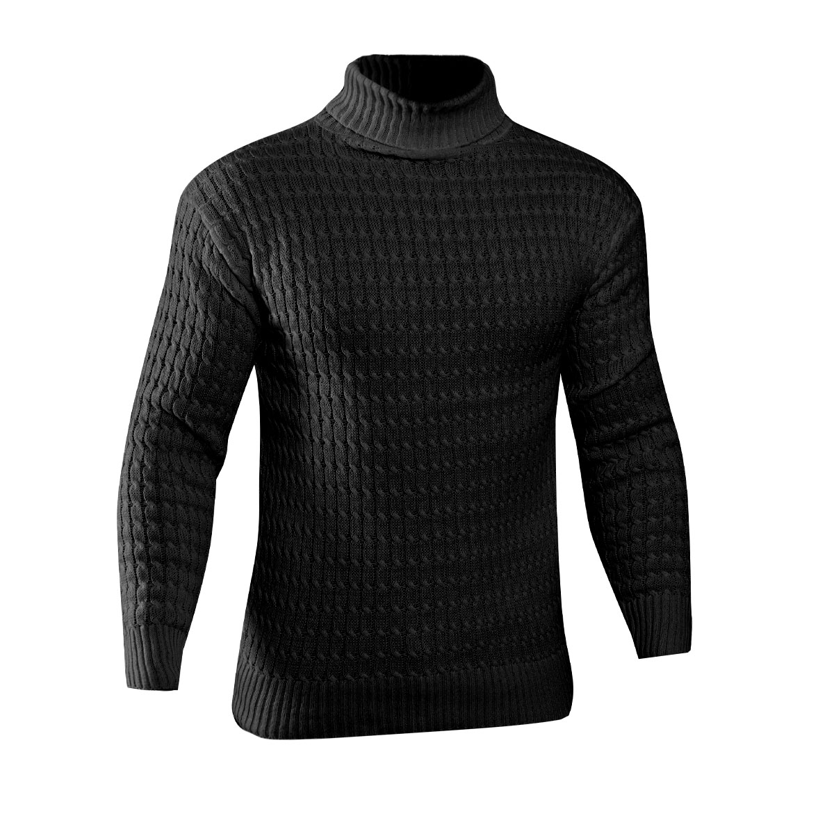 پلیوربافت مردانه مشکی یقه اسکی مدل Pouyan