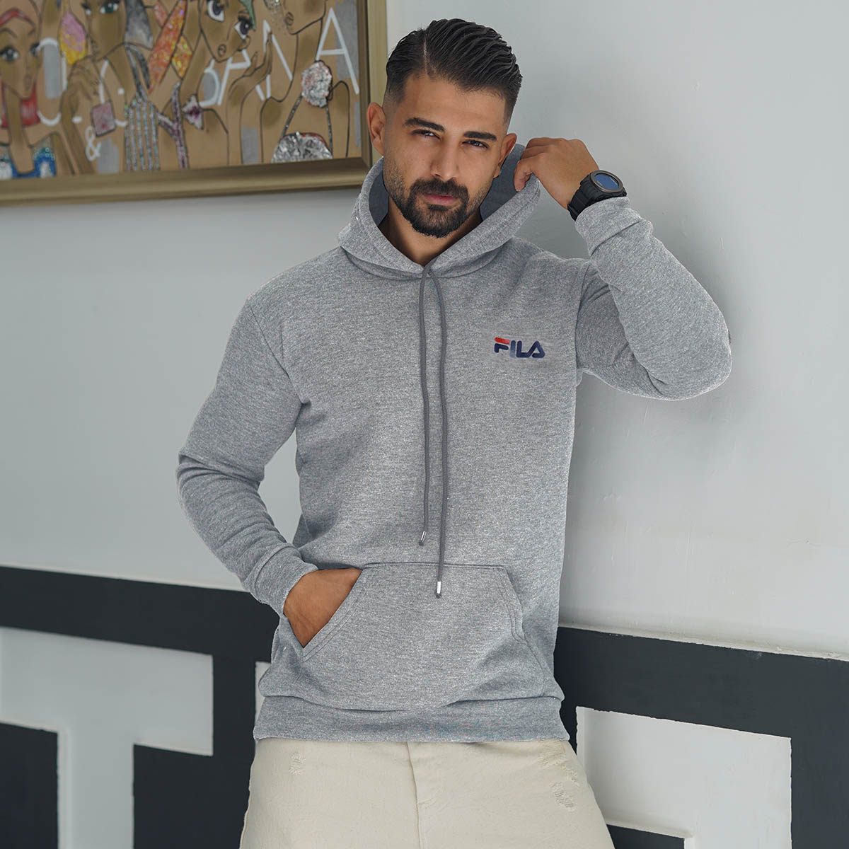 هودی مردانه فیلا طوسی مدل Pirooz