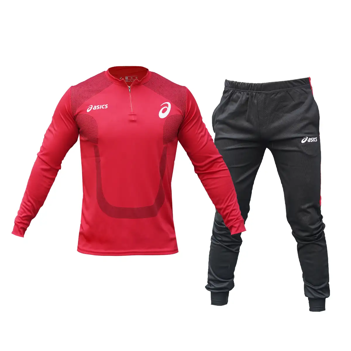 ست تیشرت آستین بلندشلوار مردانه قرمزمدل ASICS