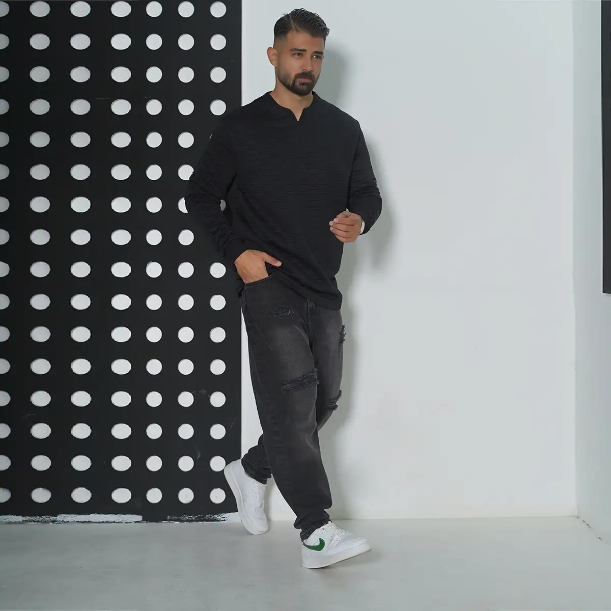 بلوز مردانه مشکی مدل Q99