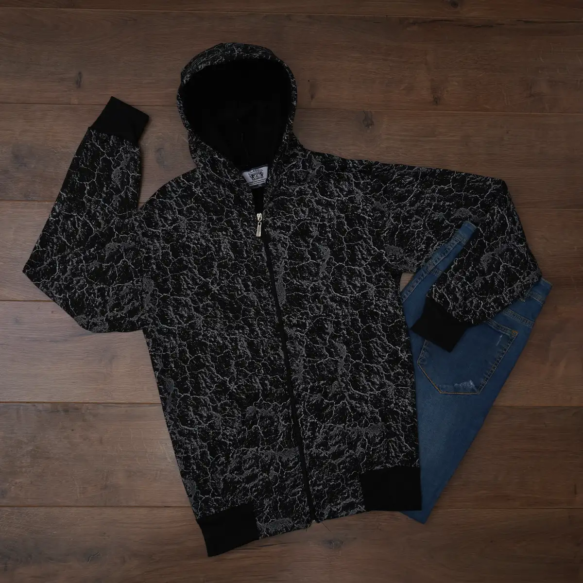 سوییشرت مردانه مشکی -طوسی مدل Tyler