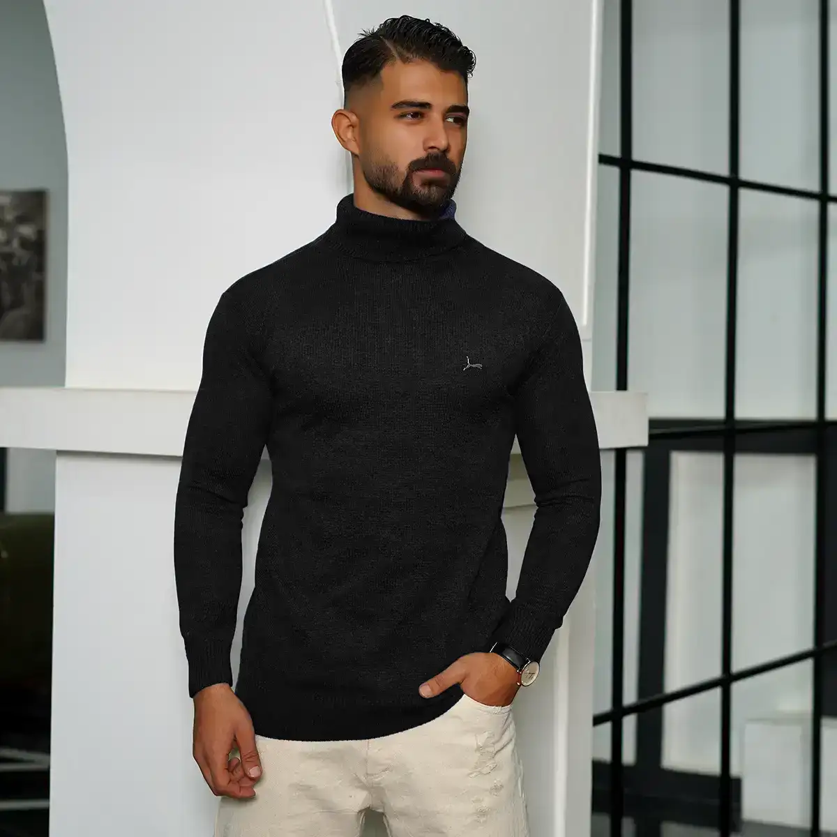 پلیور یقه اسکی پوما مشکی مدل Daryoosh