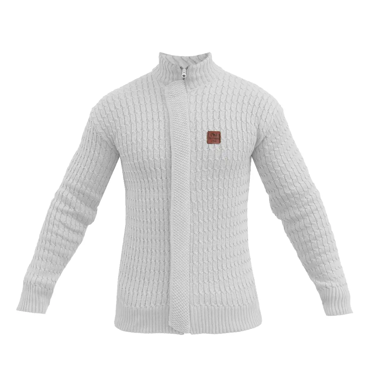 سوئیشرت بافت سفید مردانه مدل OKSEN