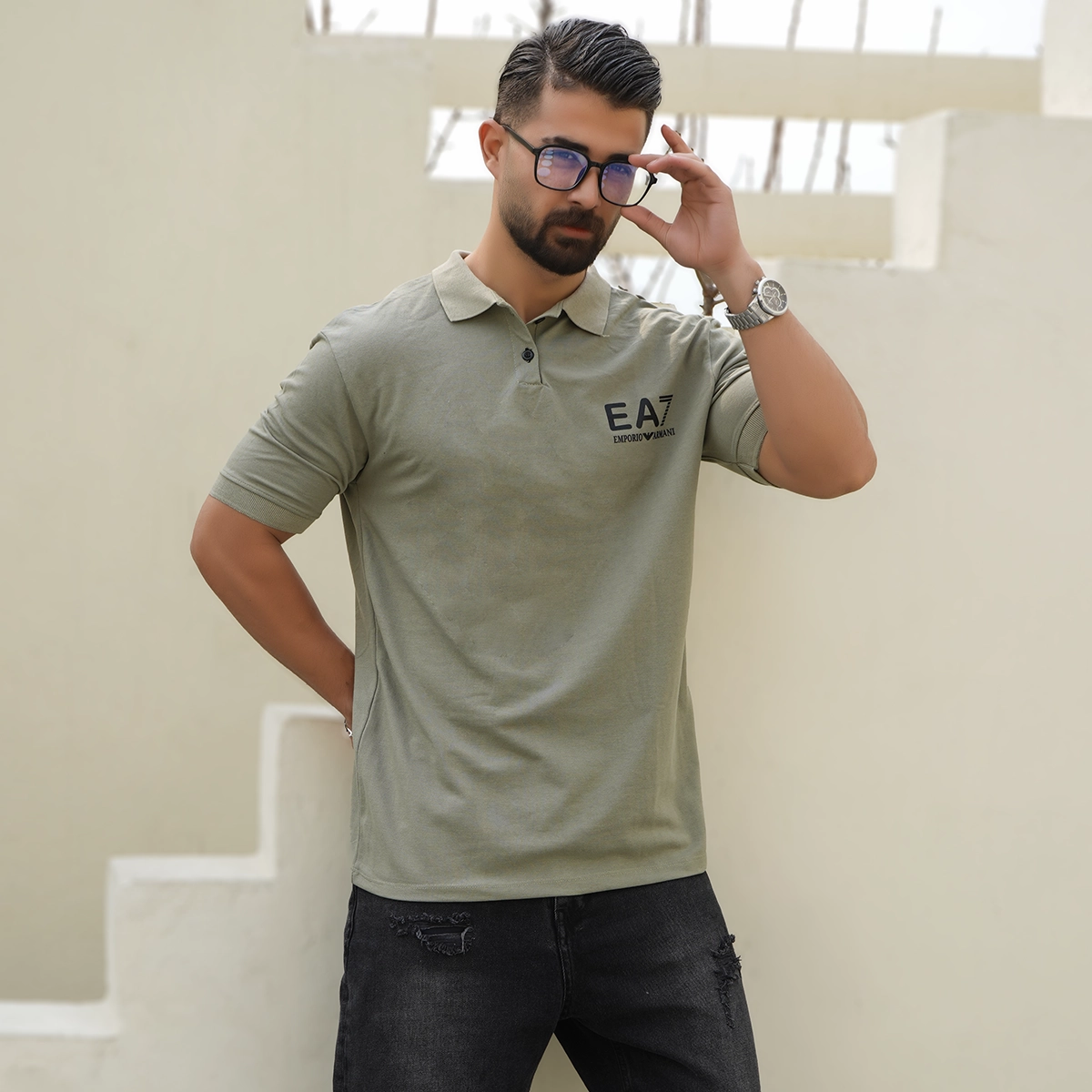 تیشرت سبز مردانه EA7 مدل Nitan
