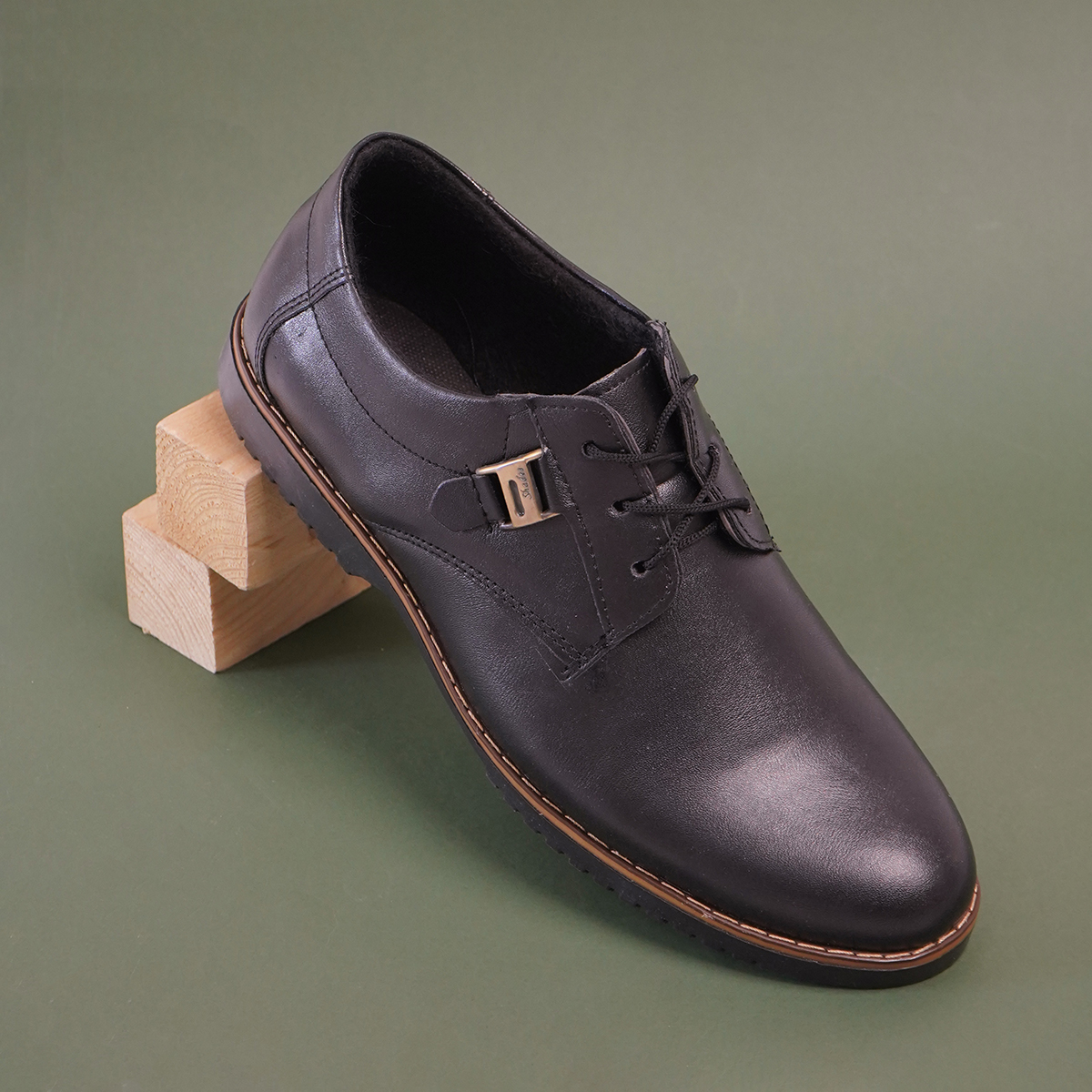 کفش رسمی مردانه مشکی سگک دار ساده مدل D40