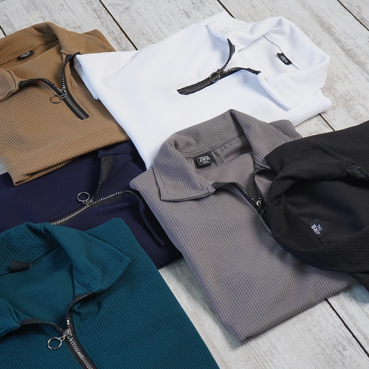 تیشرت مردانه یقه زیپ دار طوسی مدل Arban