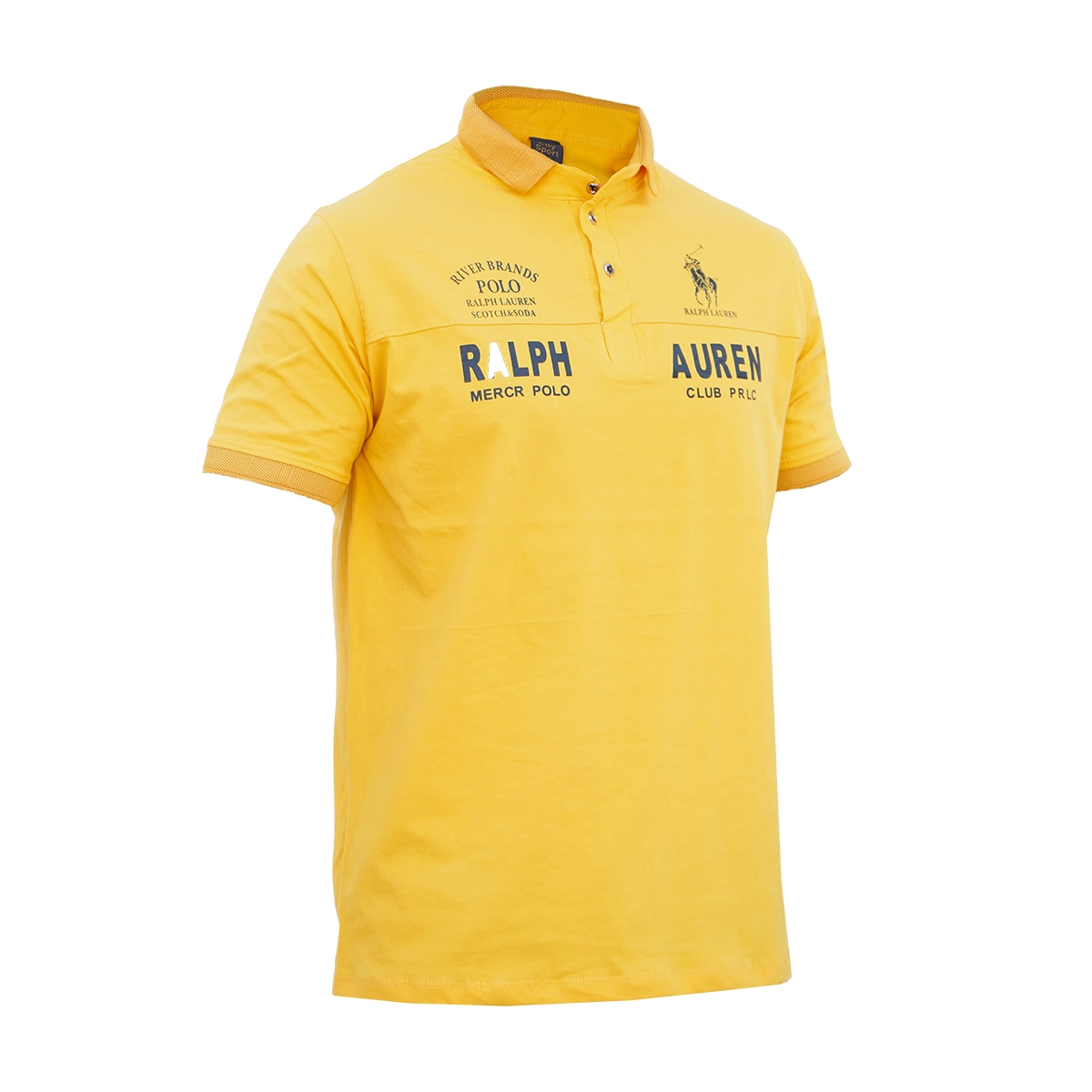 تیشرت یقه دار زرد مردانه مدل Ralph