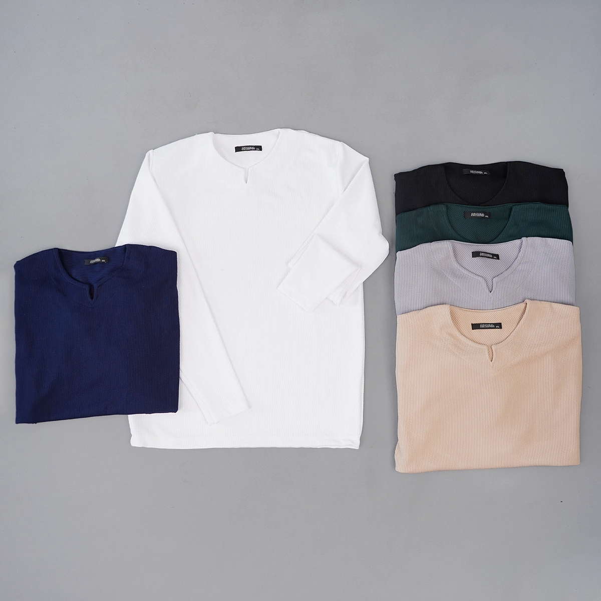 بلوز مردانه سرمه ای یقه کوبایی مدل Etron