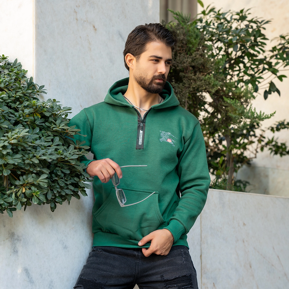 هودی مردانه سبز مدل Vahid