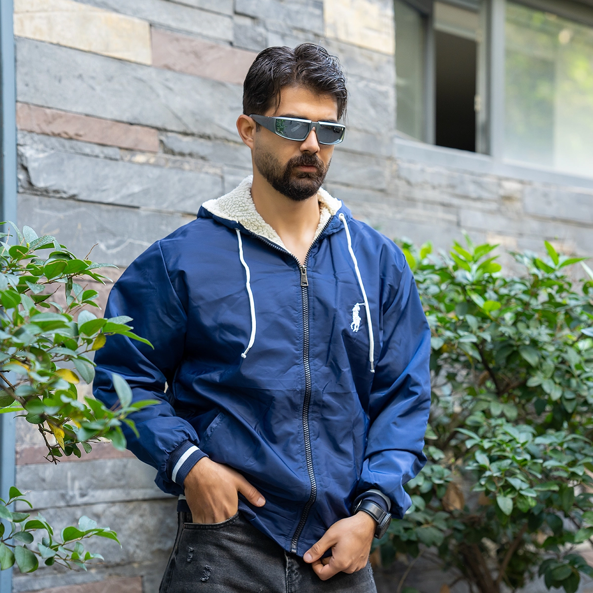 کاپشن مردانه سرمه ای داخل خز مدل P212