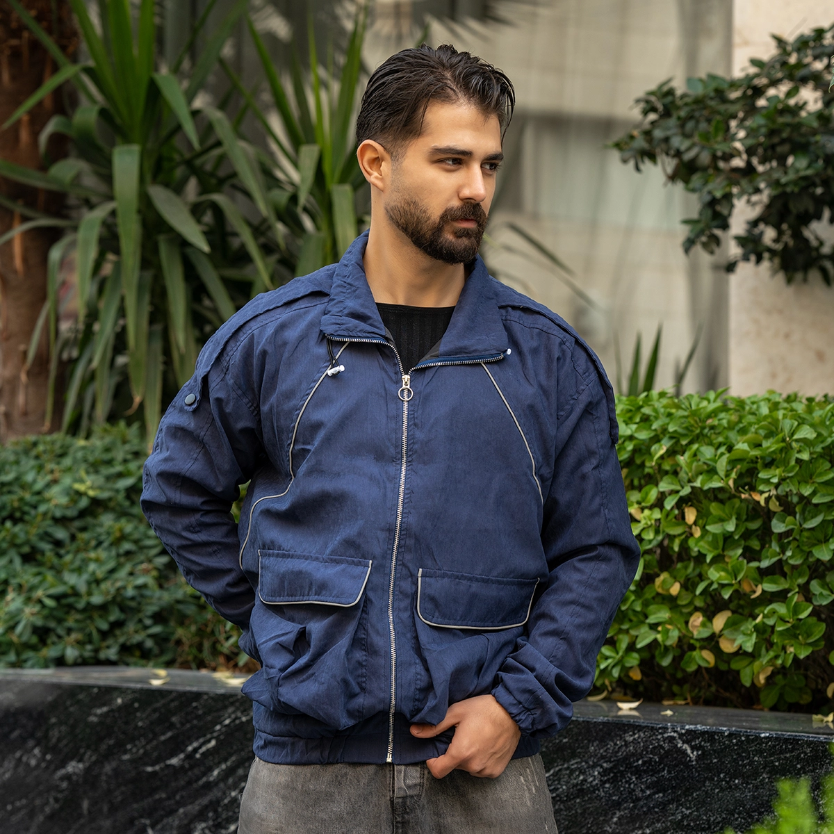 کاپشن میکرو سرمه ای مردانه مدل Panama