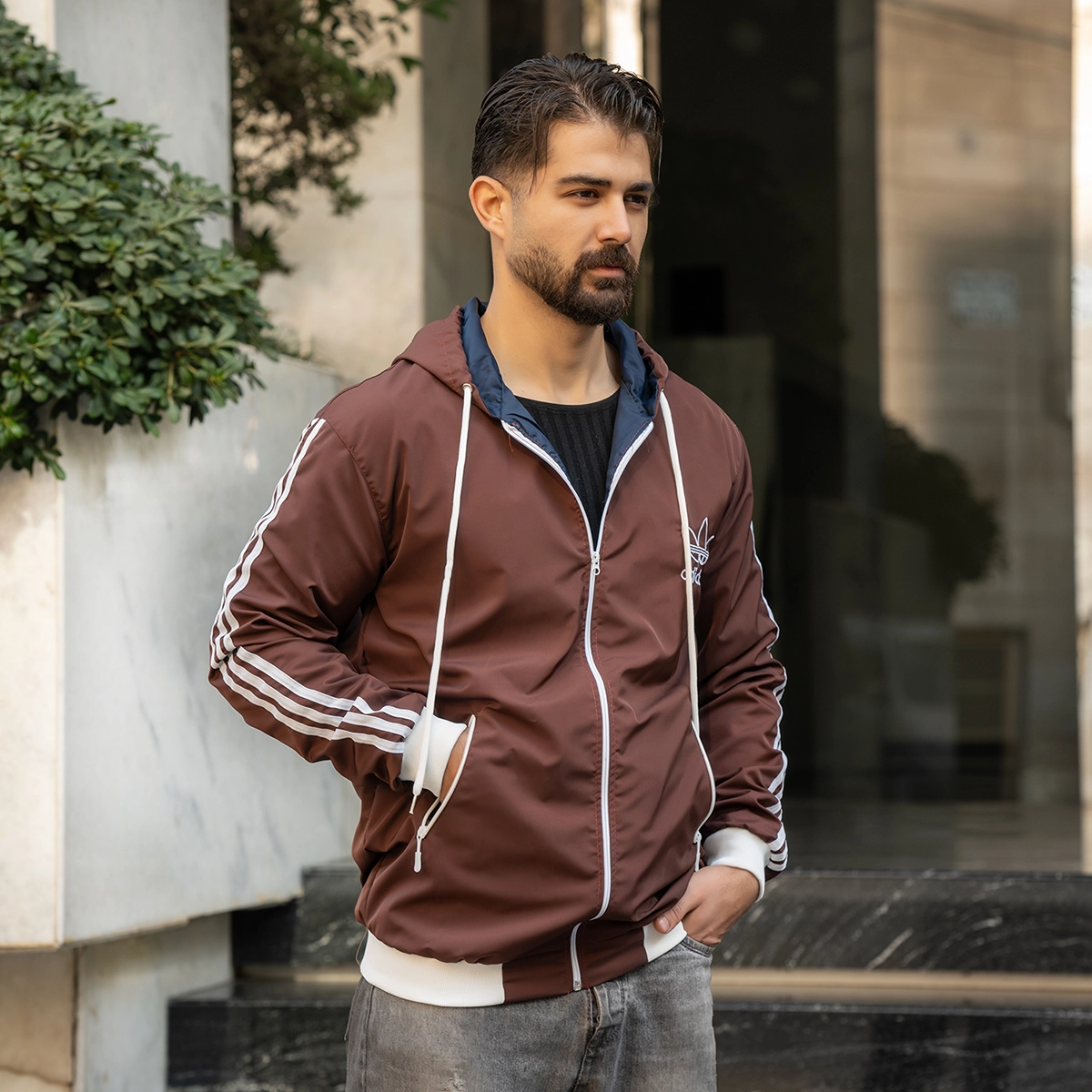 کاپشن بادی مردانه قهوه ای مدل P300