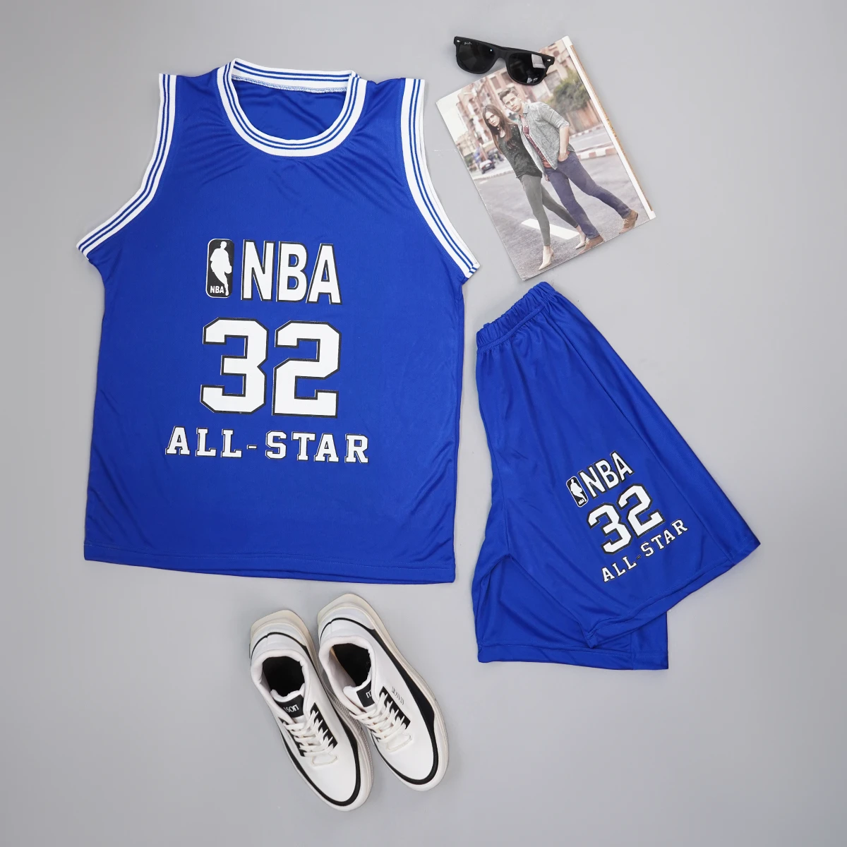 ست رکابی شلوارک آبی مردانه مدلJordan 23