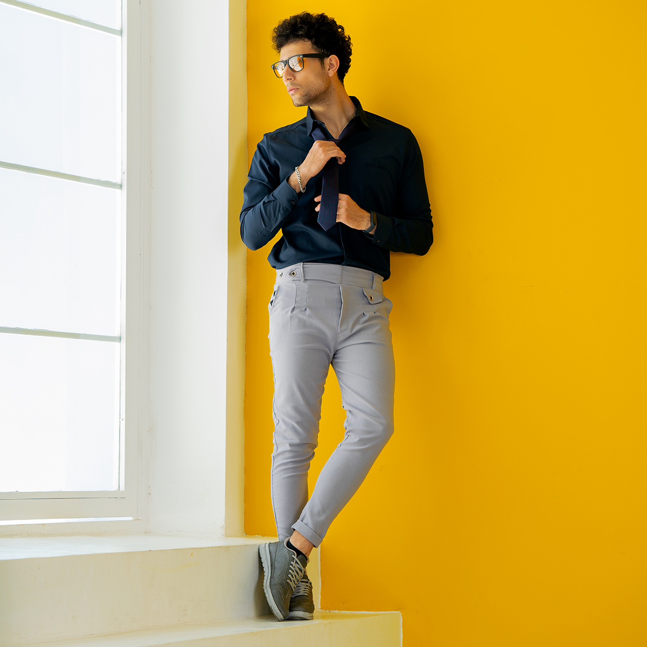 شلوار مردانه طوسی روشن مدل Aflak