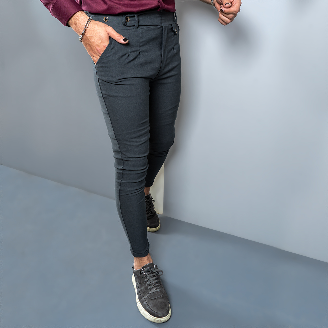 شلوار مردانه طوسی تیره مدل Aflak