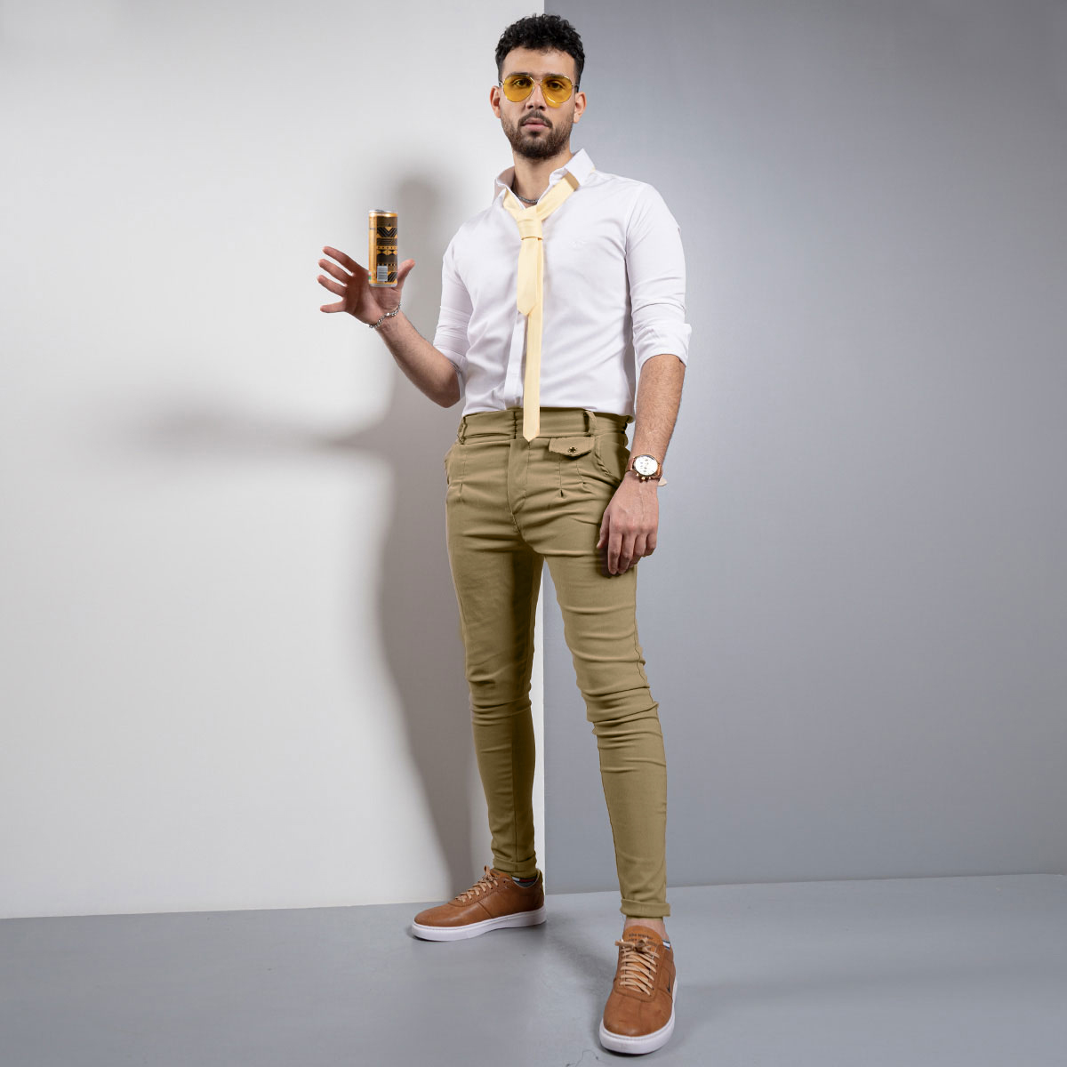 شلوار مردانه خاکی مدل Aflak