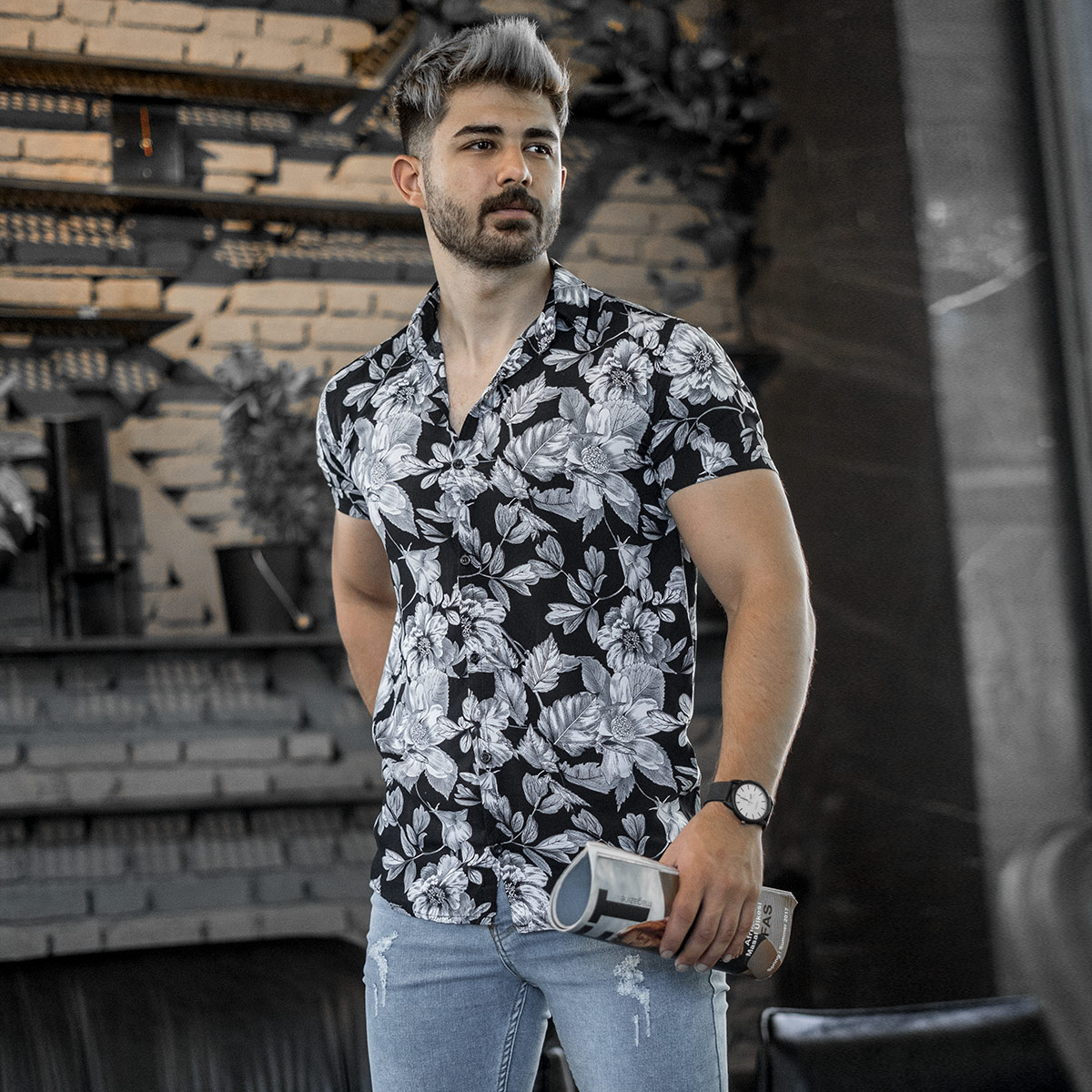 پیراهن هاوایی مردانه مدل Namiba