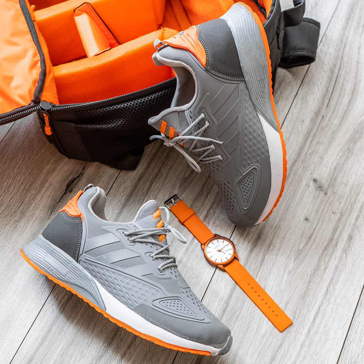 کفش ورزشی Adidas نارنجی طوسی مردانه مدل Ipala