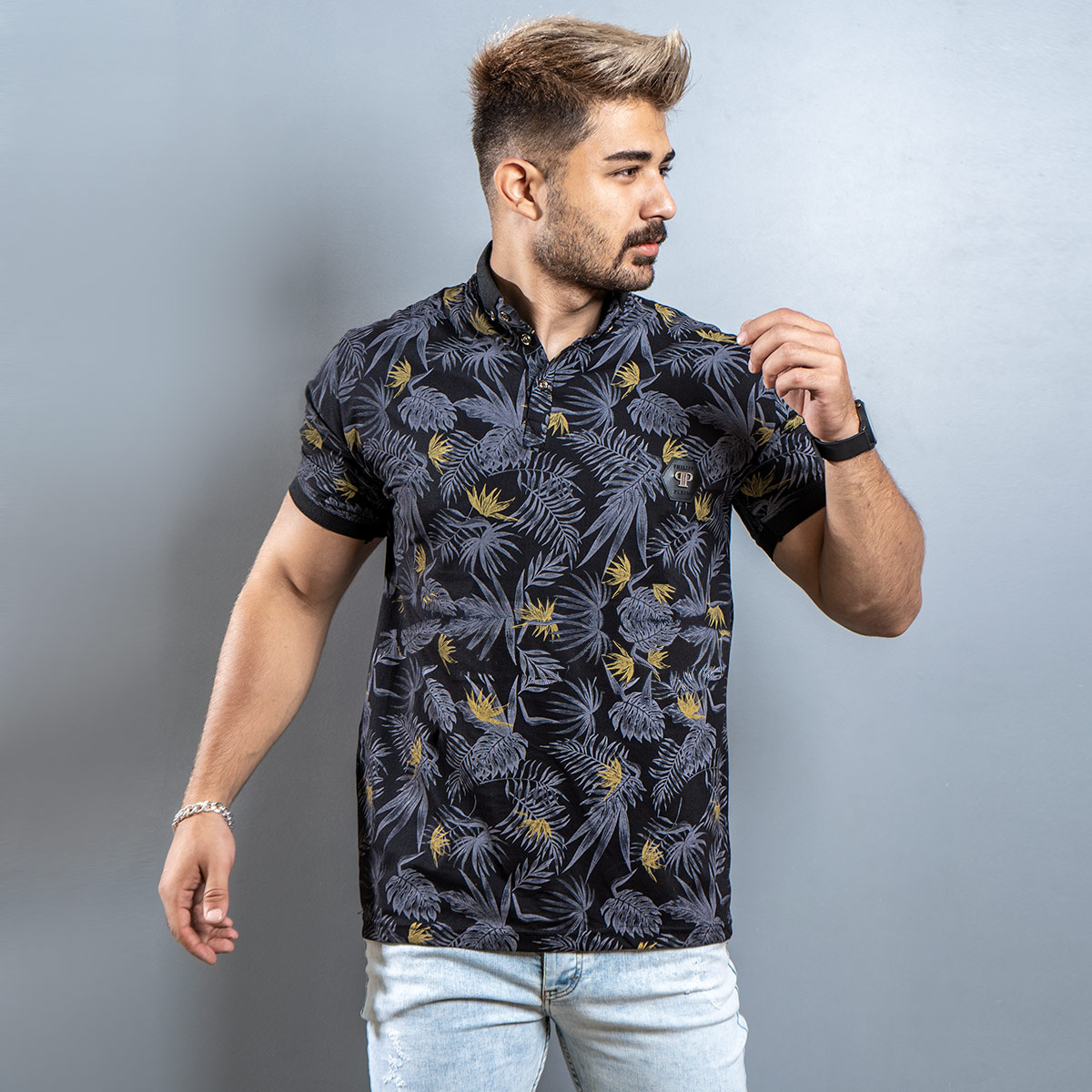 تیشرت Lacoste مردانه مشکی خردلی مدل Rion