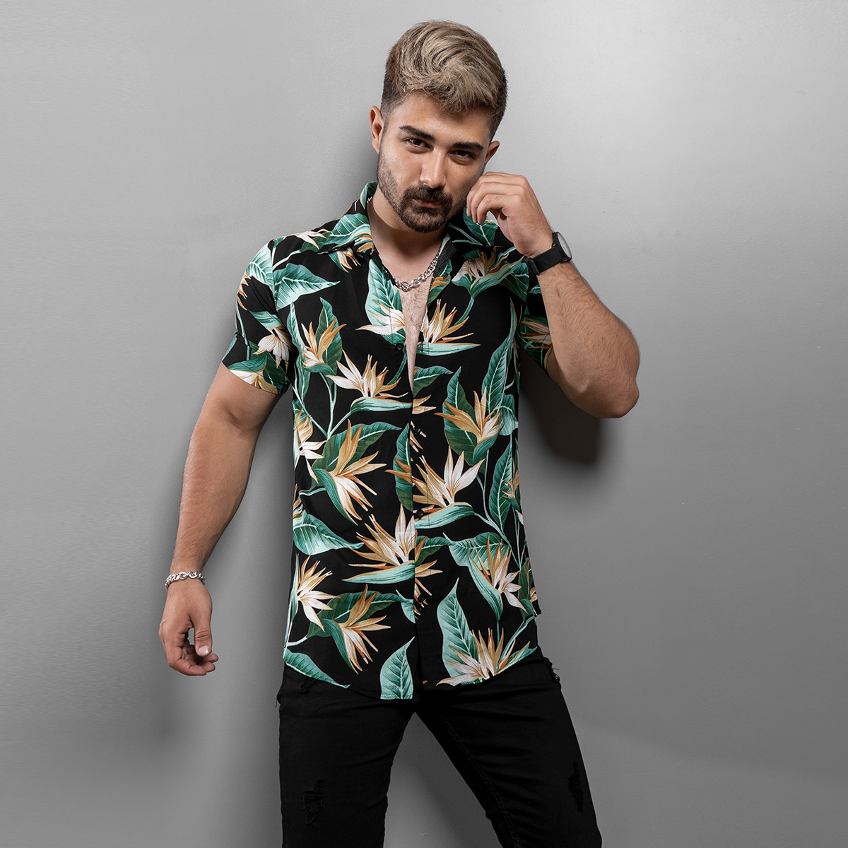 پیراهن هاوایی مردانه مدل Yojin-