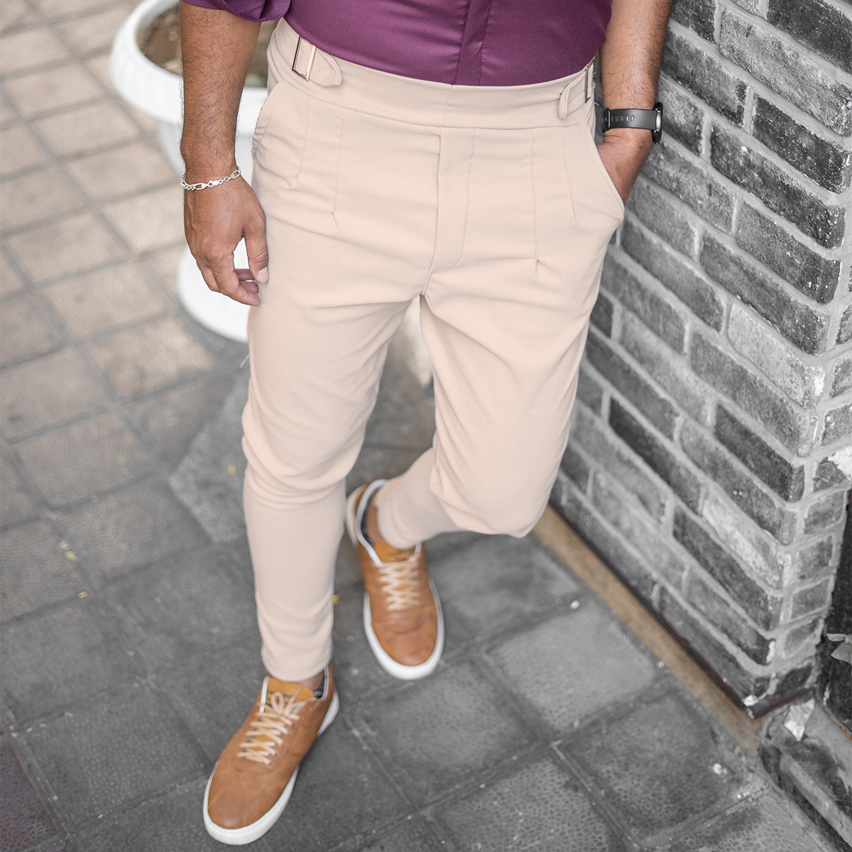 شوار اسلش کرم مردانه مدل Saniyar