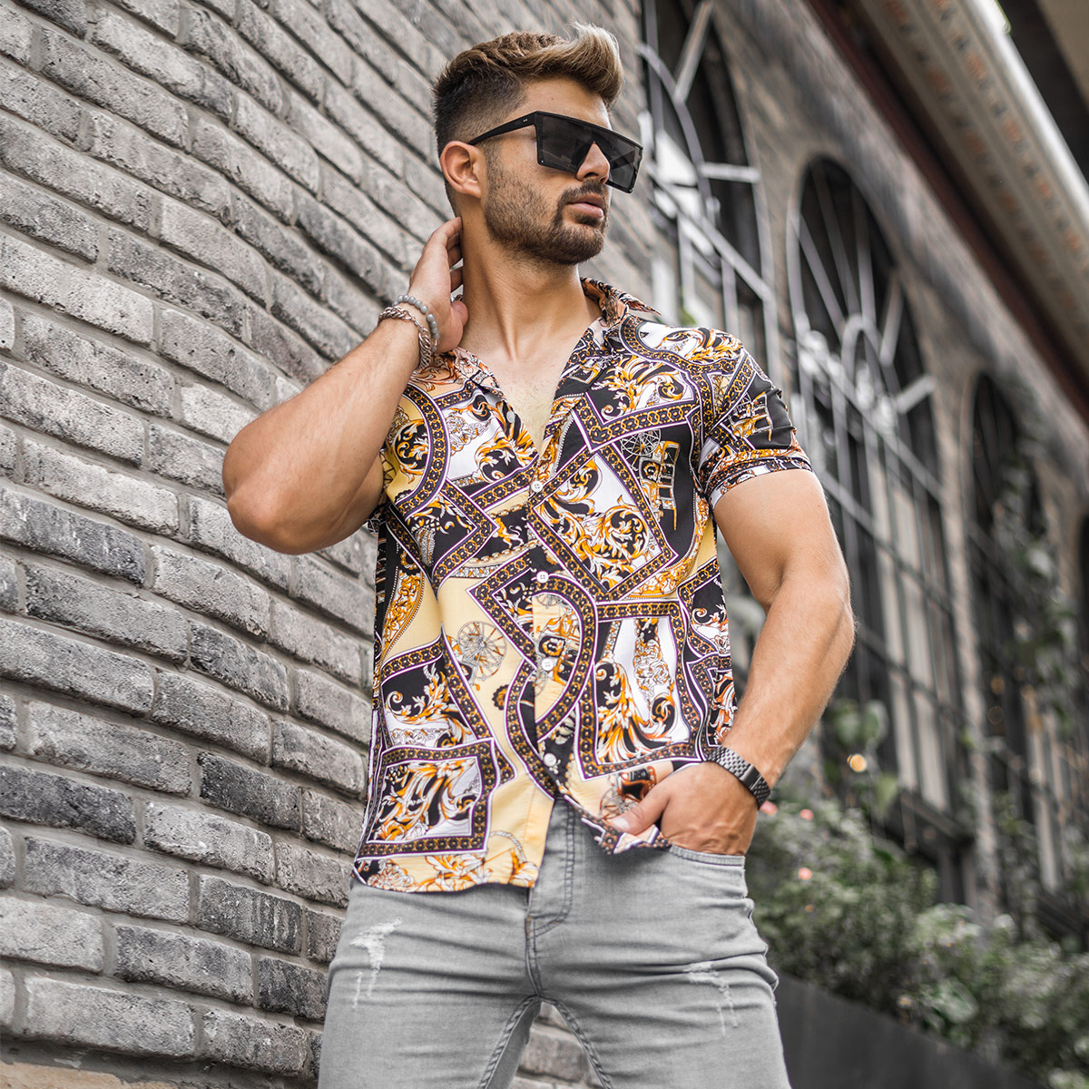 پیراهن هاوایی مردانه مدل Behzad