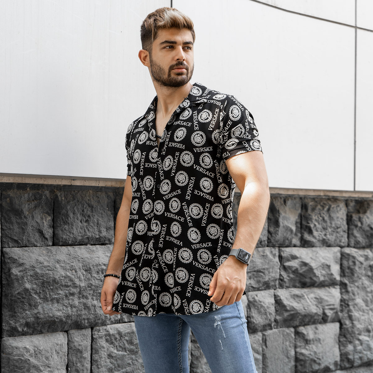 پیراهن هاوایی Versaceمردانه مدل Varon