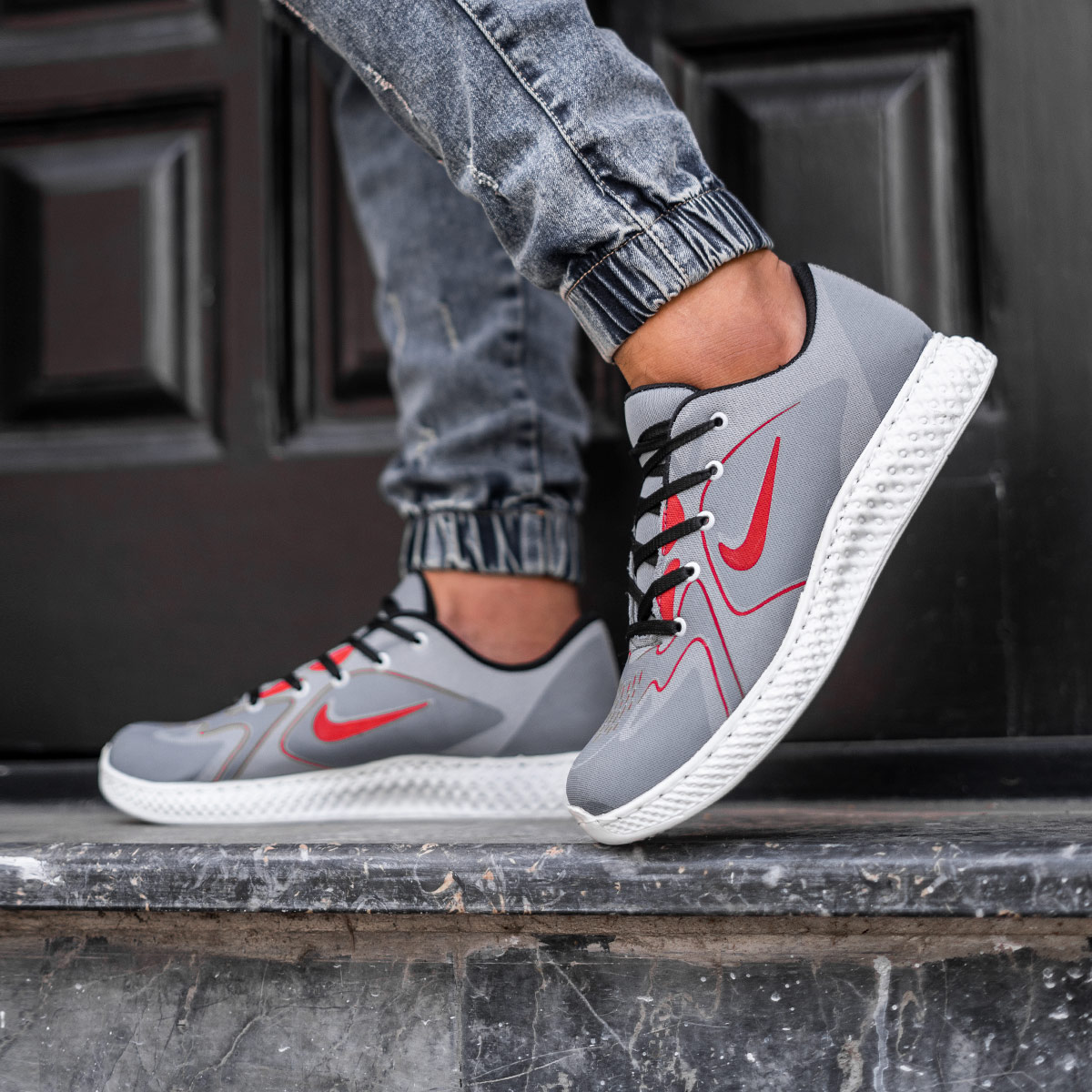 کفش ورزشی طوسی نارنجی مردانه مدل Miden(T)