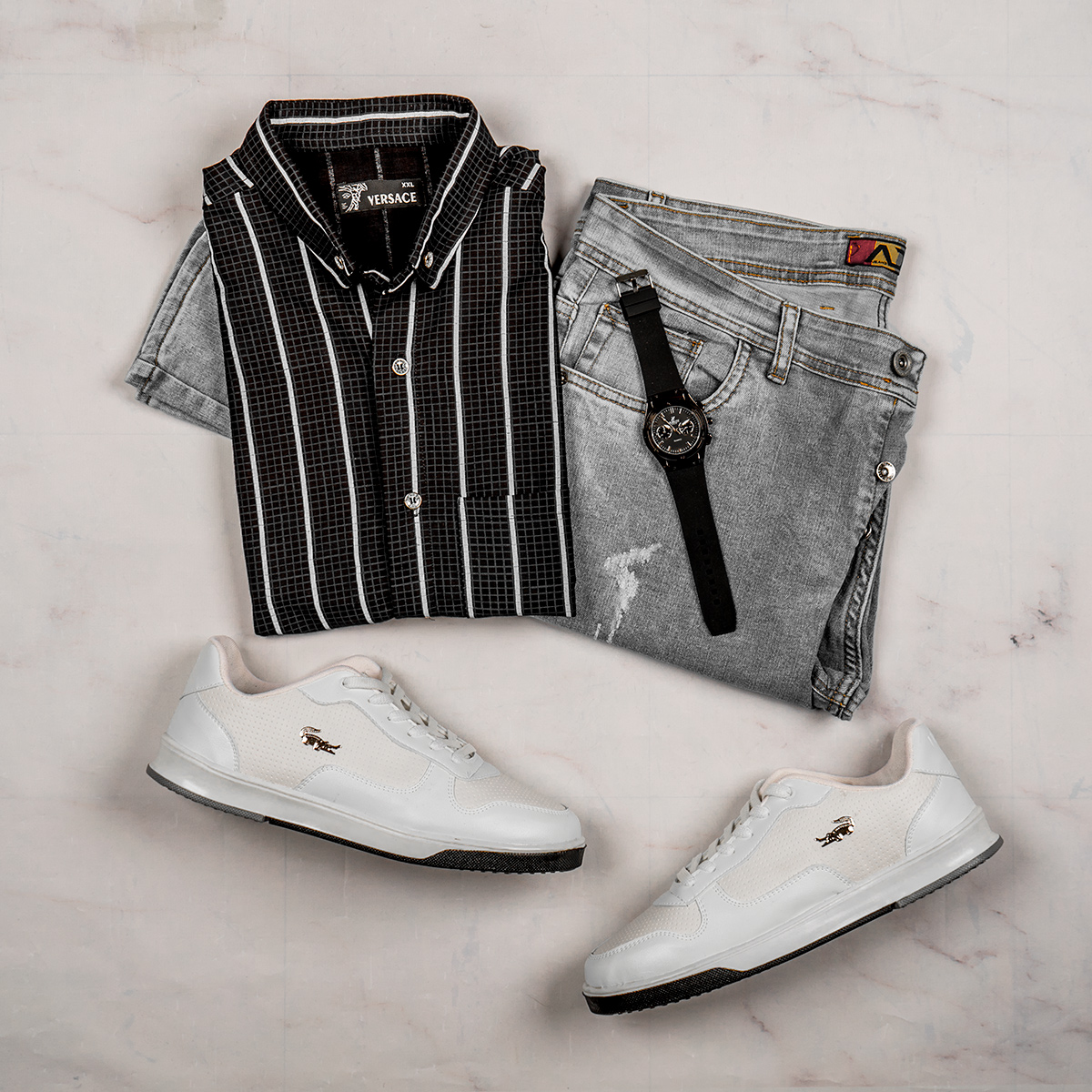 پیراهن مردانه راه راه سفیدمدل Melvis