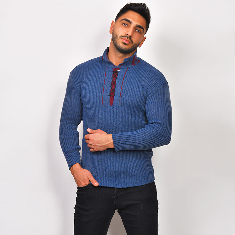 پلیوربافت آبی فولادی مردانه مدل Ashot